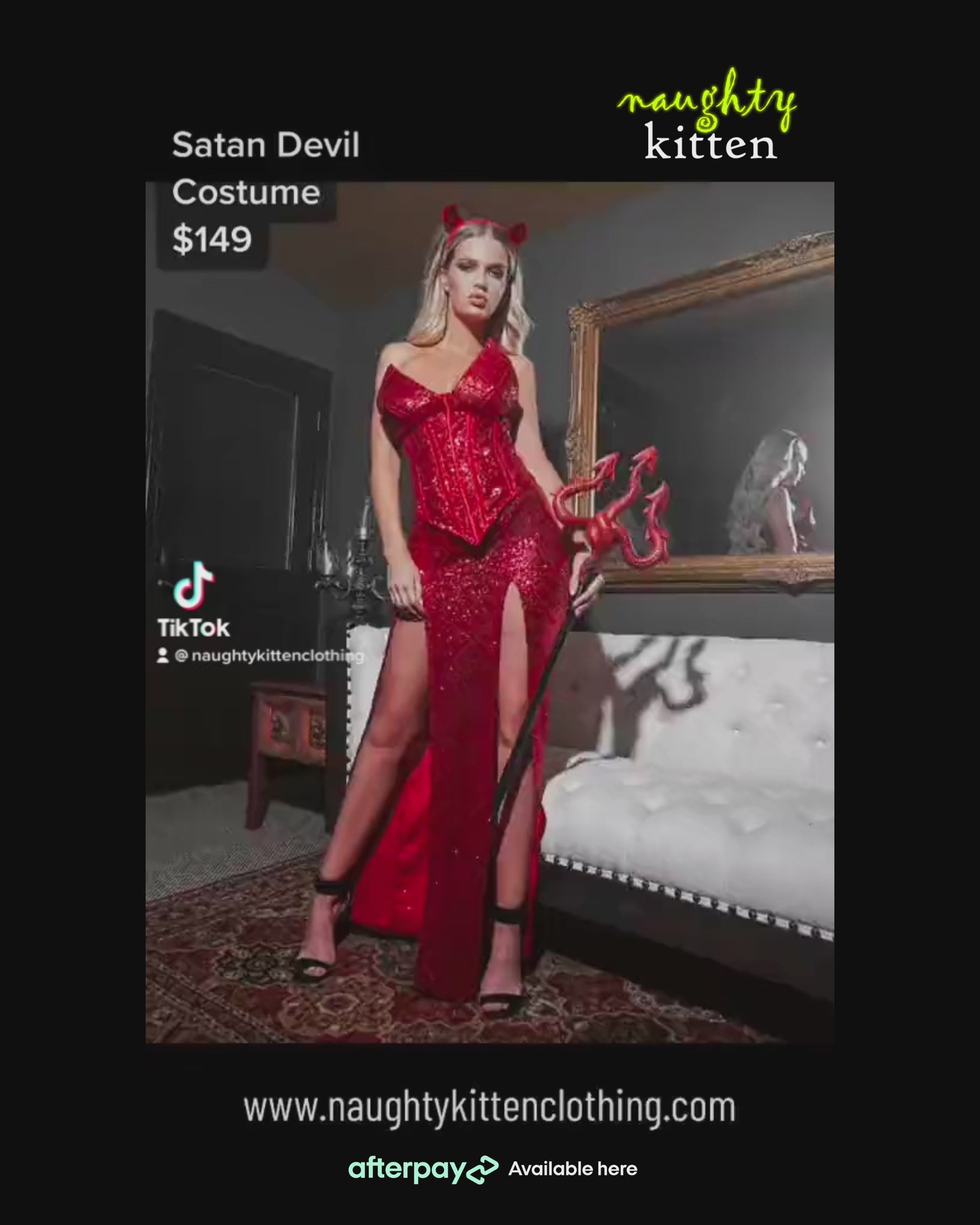 Naughty Kitten Satan Devil Costume Front View Video